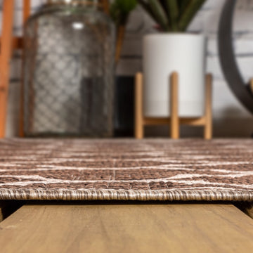 Trebol Moroccan Trellis Textured Weave Indoor/outdoor Runner Rug
